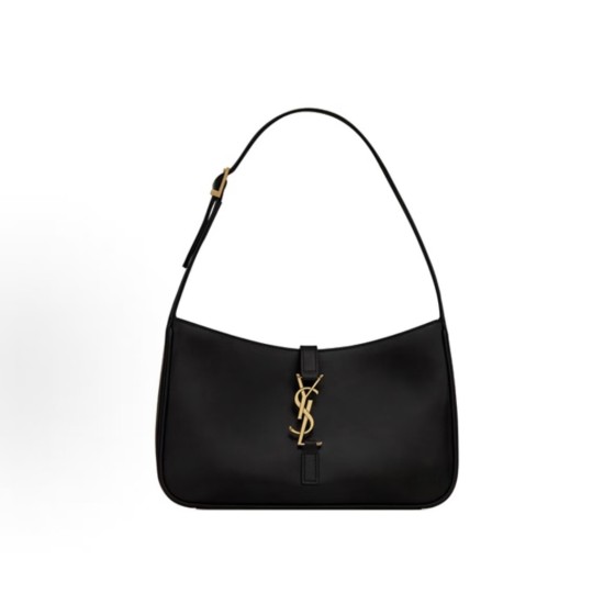 SAINT LAURENT YSL LE5A7 Gold Logo underarm bag, wandering bag, hand bag, shoulder bag, small size for women, black